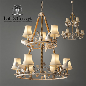 Chandelier Norman Bird Forest Patina 9